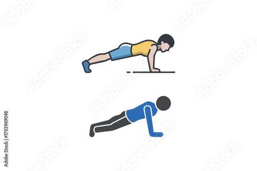 man performing push ups exercise demonstration silhouette