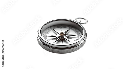 Metallic compass for drawing isolated on pure white background in modern stylish realistic design
