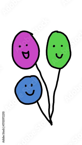 Baloon set of funny faces cartoon hand drawn isolated