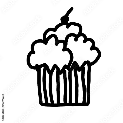 Cupcake cartoon doodle element isolated