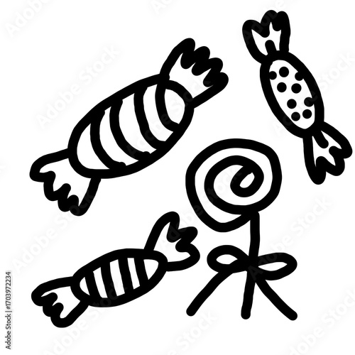 Candy cartoon hand drawn isolated