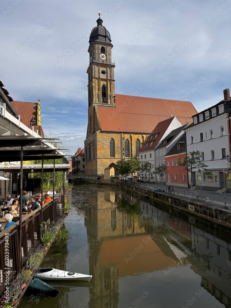 Fototapeta premium old church in the europe near the river
