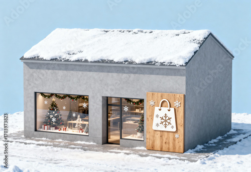 Minimalist Isometric Retail Store Building