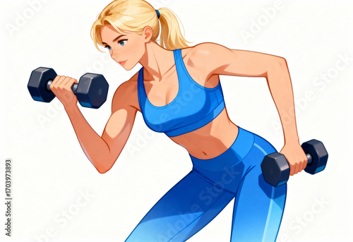 Personal Trainer Demonstrating Dumbbell Exercise Technique