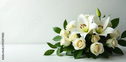 Opulent white lily and rose funeral wreath, lavish design , rest in peace, heavenly, lilies