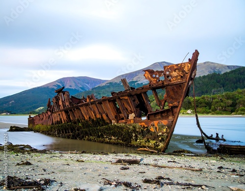Wallpaper Mural Rusty shipwreck on a sandy beach Torontodigital.ca