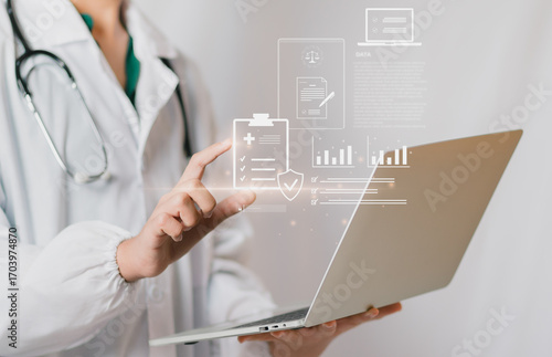 Canvastavla Concept Digital Compliance & Quality showing healthcare professional use laptop,