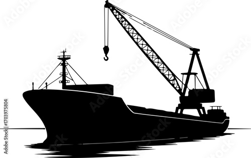cargo ship silhouette vector illustration
