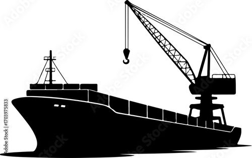 cargo ship silhouette vector illustration