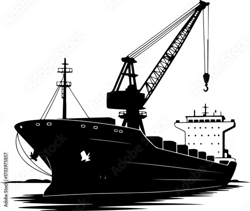 cargo ship silhouette vector illustration