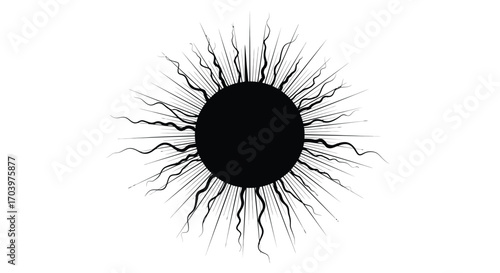 Abstract Sun Rays Silhouette Illustration for Energy Source and Natural Radiance