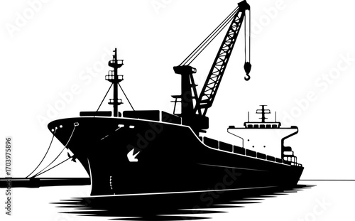 cargo ship silhouette vector illustration