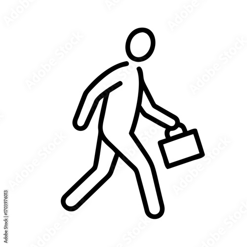 A minimalist line drawing depicts a person striding confidently, carrying a briefcase, embodying the essence of an individual navigating a dynamic urban landscape.