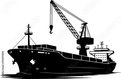 cargo ship silhouette vector illustration