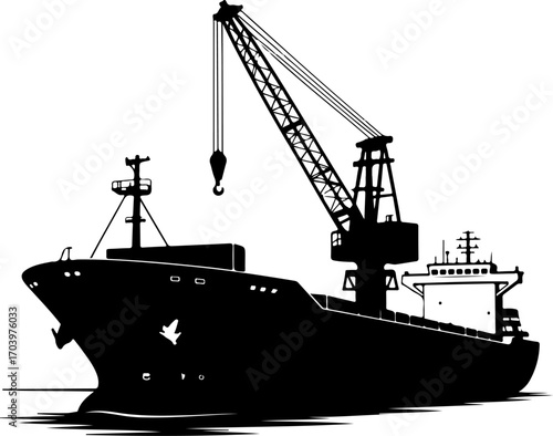 cargo ship silhouette vector illustration