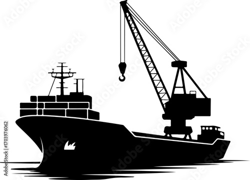 cargo ship silhouette vector illustration