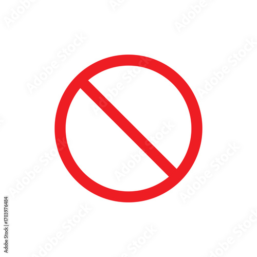 Red prohibition sign. Prohibition icon. Prohibition symbol vector flat design on white background.