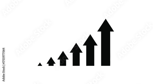 Increasing bar chart with upward arrows representing growth and success vector