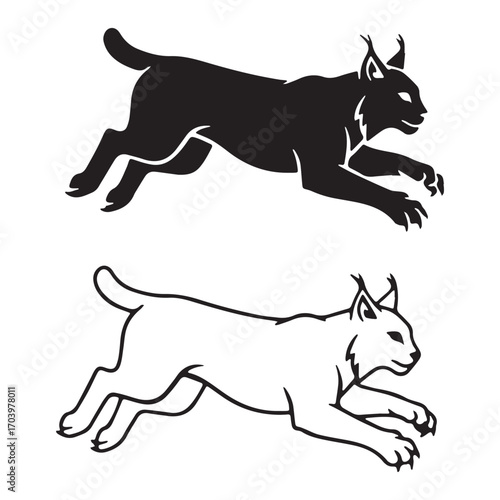 Accurate Lynx Silhouette & Lynx Lineart – Lynx Vector Artwork Capturing True Proportions – Black Vector of Lynx – Vector Set of Lynx