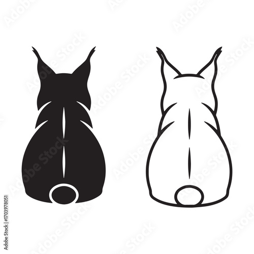 Modern Lynx Silhouette & Lynx Lineart – Lynx Vector Drawing with Minimalist Features – Lynx Illustration – Silhouette and Lineart Set of Lynx