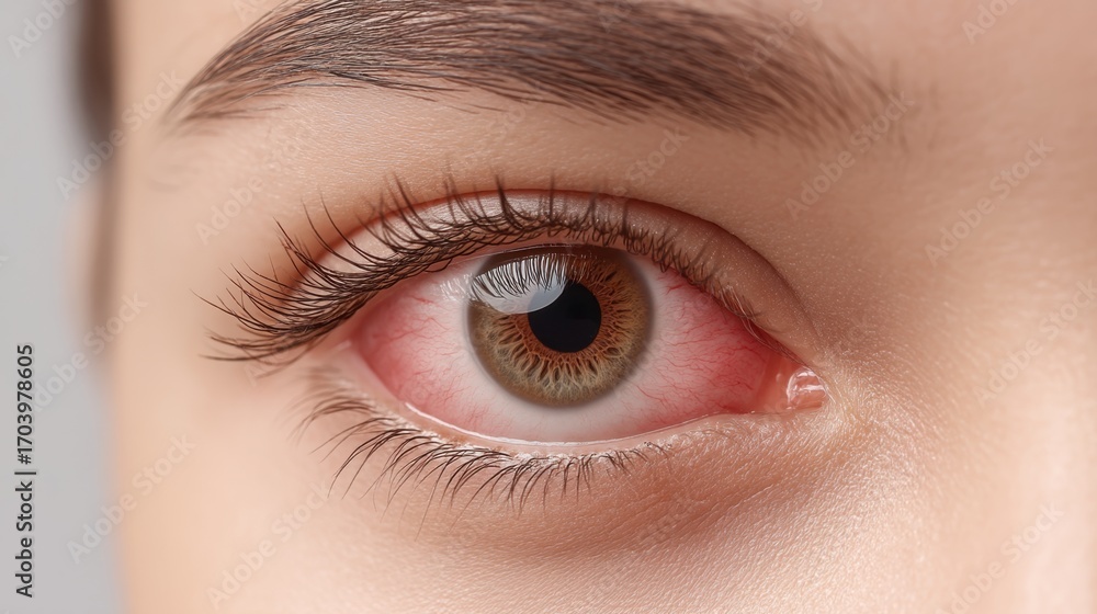 Naklejka premium Close-up View of Human Eye with Unique Color Patterns and Details Showcasing Natural Beauty and Intricacies of the Iris and Eyelashes