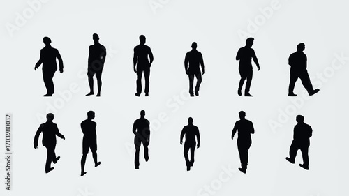 Silhouettes of men and women green screen animated chromakey background backgrounds emotion composition scene colorful style motion depth creative design elements movement illustration