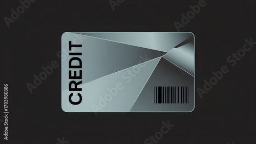 Silver credit card design with barcode for finance and payment solutions modern banking and shopping concept