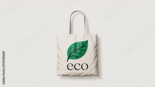 Eco friendly tote bag reusable shopping bag with green leaf design for sustainable living and zero waste lifestyle