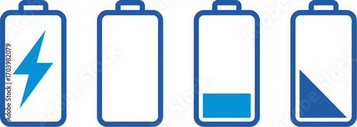 Battery charge level indicator full low empty charging icon