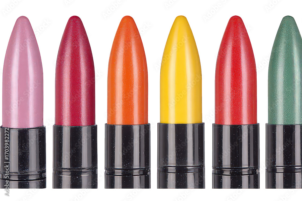 Obraz premium Colorful Lipstick Bullets In A Row