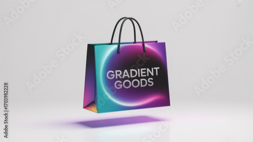Gradient shopping bag mockup for branding and retail design presentation with modern color scheme and style