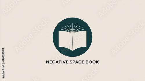 Open book logo design vector illustration for library education and literature with negative space concept