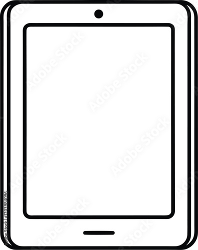 Black and white line art icon of a tablet device with rounded corners technology symbol