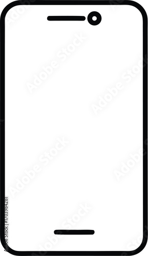 Black line icon of a smartphone front view with rounded corners mobile device