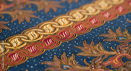 Realistic Photograph of Traditional Batik Textile Highlighting Vibrant Patterns