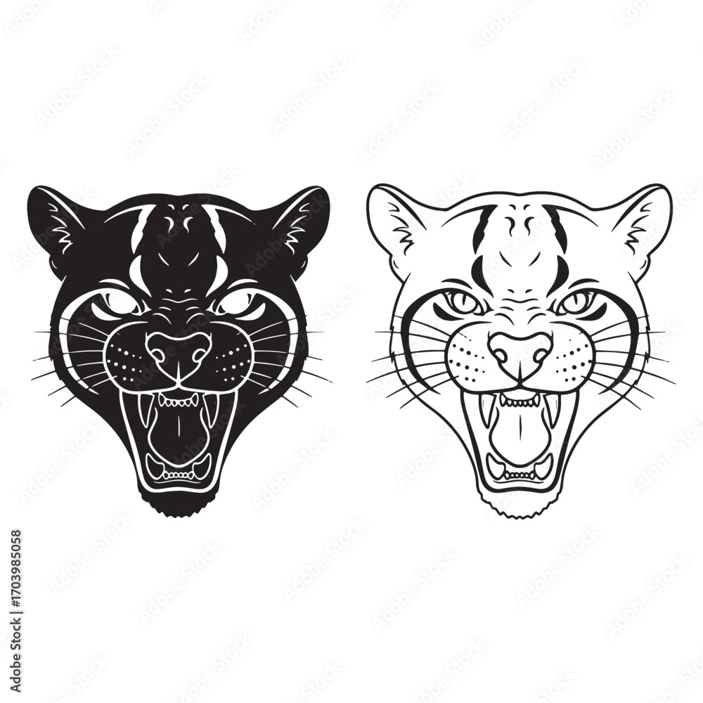 Obraz premium Crisp Margay Silhouette & Margay Lineart – Margay Vector Artwork with Refined Contours – Black Vector of Margay – Vector Set of Margay