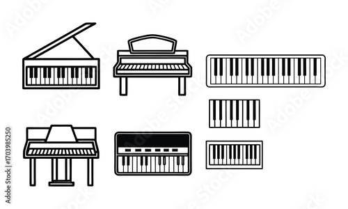 top view piano keys vector illustration