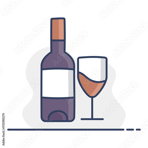 Bottle of Wine and Glass Icon