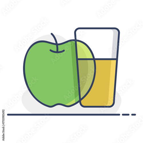 Fresh Apple Juice Glass Outline Icon