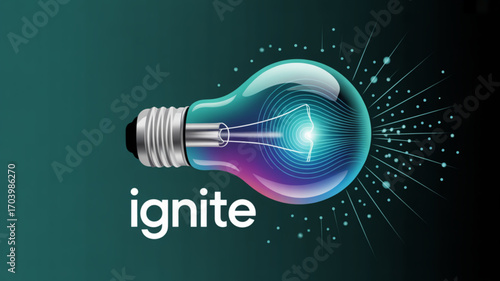 Ignite innovation light bulb concept for creative ideas and solutions for business and technology design