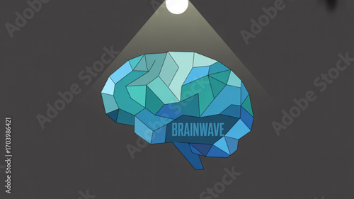Brain health illustration with polygonal design for medical research and mental health awareness concept