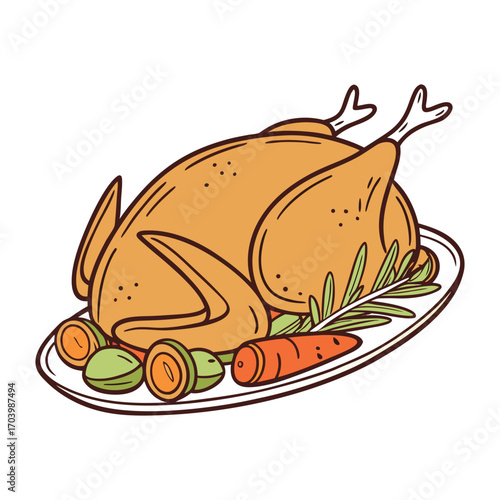 Print Roasted Turkey Dinner with Vegetables