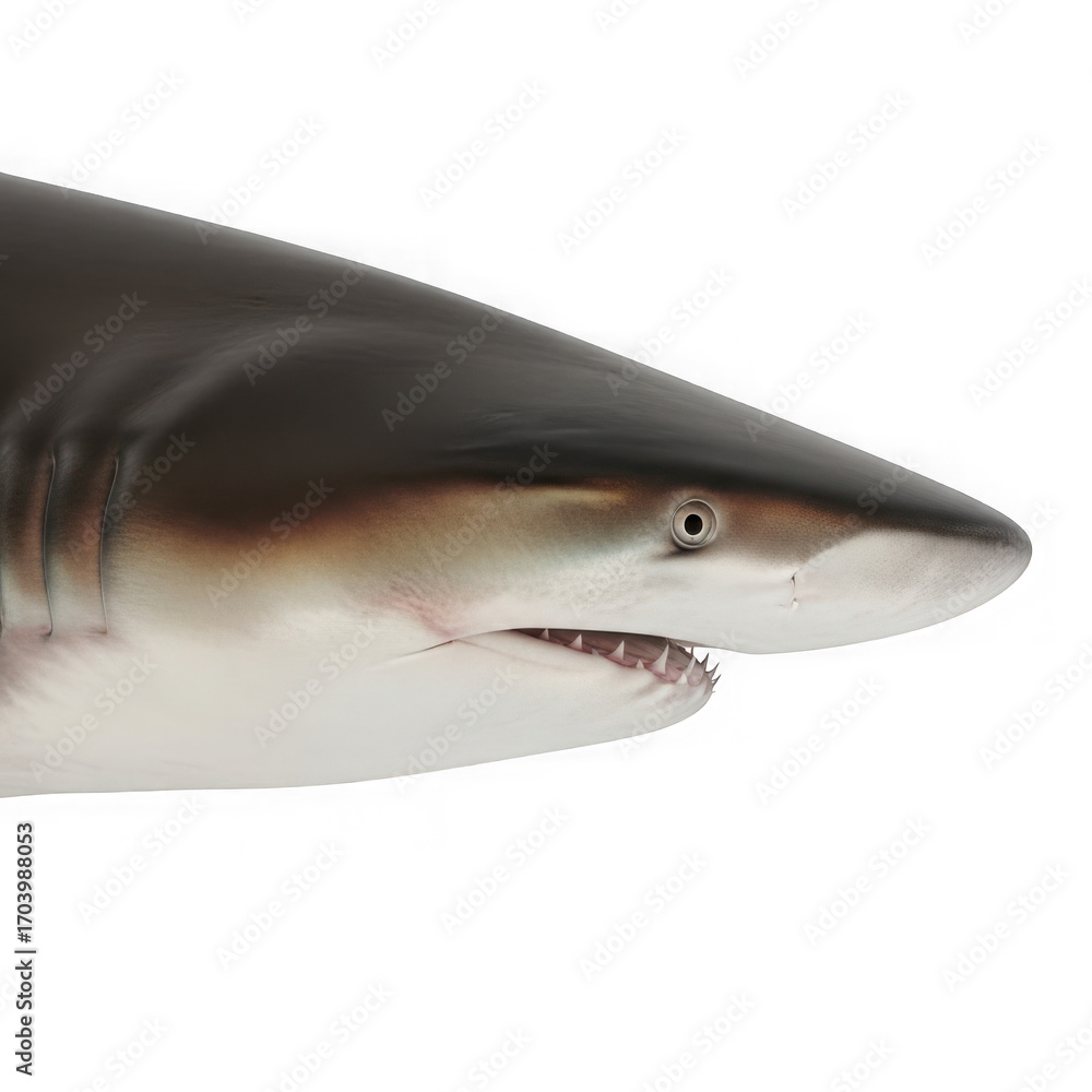 Fototapeta premium Shark head close up isolated on transparent background