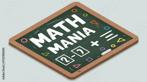 Math mania chalkboard with arithmetic problems for kids learning mathematics and educational games concept