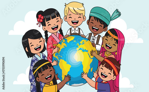 Diverse Children Celebrating Unity Around the Globe