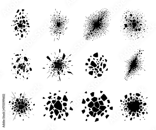 Wallpaper Mural Collection of Abstract Black Splatter and Fragmented Shapes Torontodigital.ca