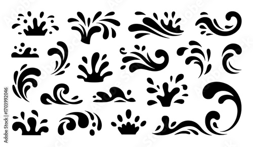 Collection of Black Water Splash and Wave Icons