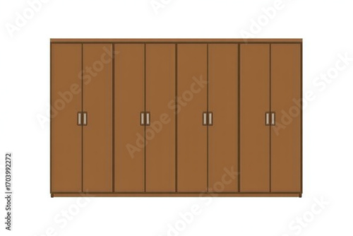 Modern wooden wardrobe with six doors, offering ample storage space for a home or apartment.