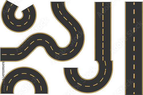 Road vector illustration asphalt highway street design set