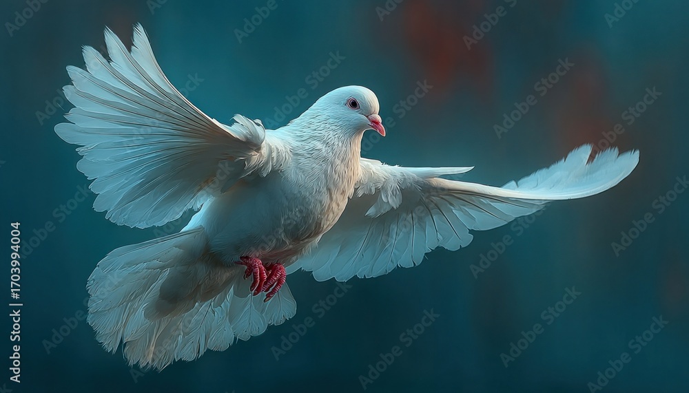 Obraz premium Glowing white dove in a peaceful background for International Day of Peace